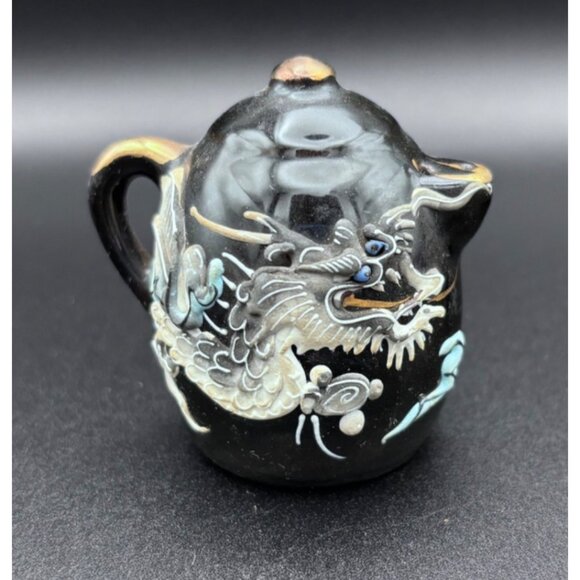 Vintage Japanese Moriage Dragonware Salt & Pepper Shakers Teapot Design - Picture 2 of 8